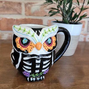 Day of The Dead Dia De Los Muertos Sugar Skull Owl Mug